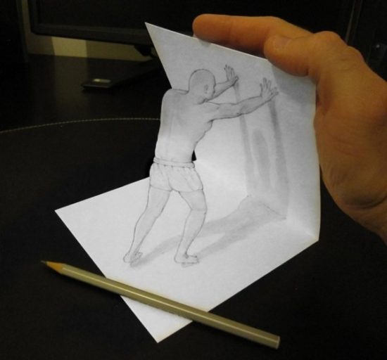 Dibujo blanco y negro 3D a lápiz (35)