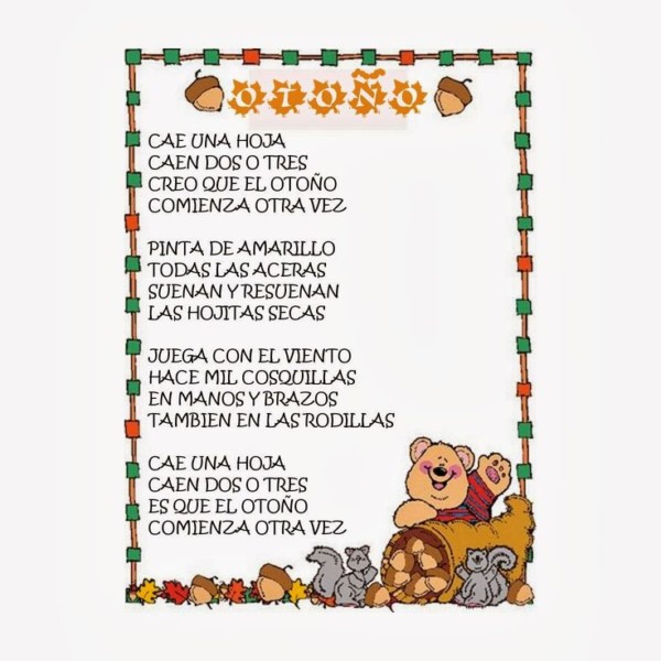 Poemas infantiles de Otoño y Verano para Niños en imágenes 