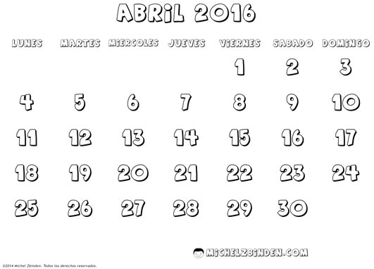 calendario abril 2016 para imprimir  (3)