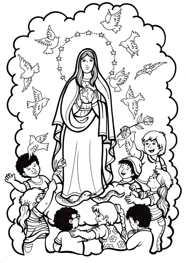 Dibujos de la Virgen María para colorear Busco imagenes