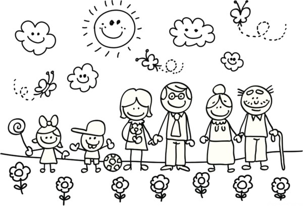 Dibujos infantiles del Día de la Familia para colorear 
