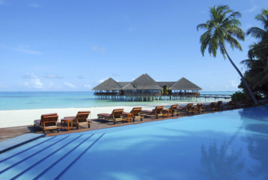 Tropical beach resort of maldives