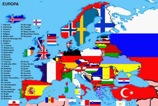 mapa Europa banderas