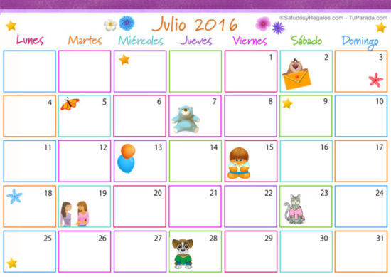 Calendario 2016 de Julio - descargar - imprimir (1)