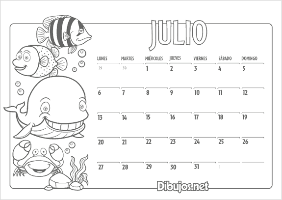 Calendario 2016 de Julio - descargar - imprimir (1)