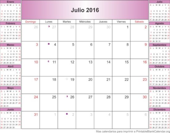 Calendario 2016 de Julio - descargar - imprimir (19)