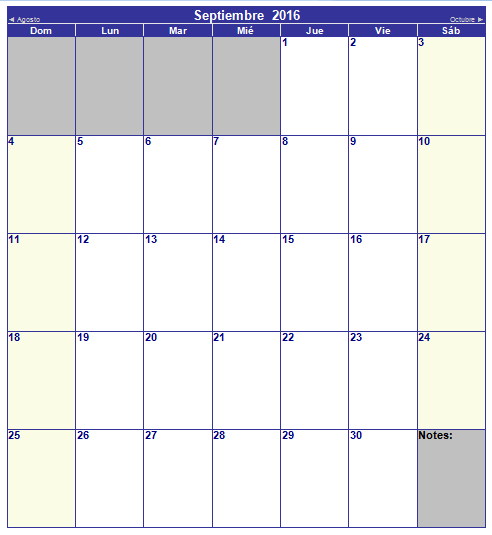 calendario de septiembre 2016