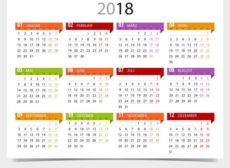 calendarios 2018 para imprimir