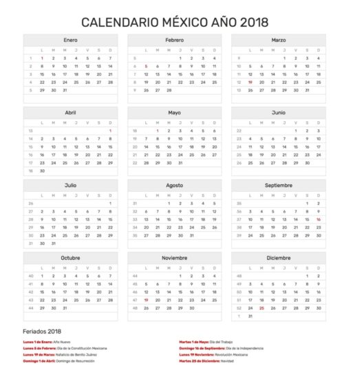 Calendario 2018 Para Imprimir (Anual, Mensual, Escolar, Infantil Y ...