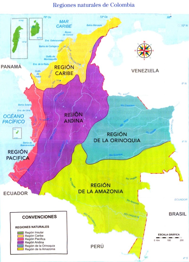 Mapa De Colombia Regiones Departamentos Ciudades Capitales Islas Mapa Político 