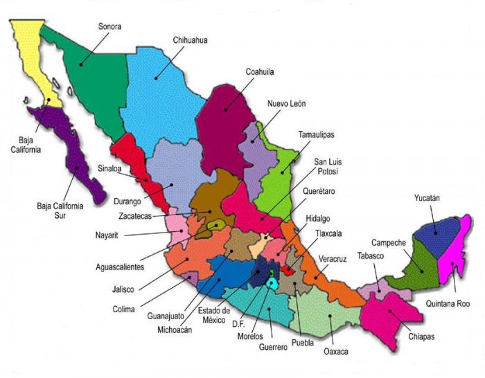 Mapa De La Republica Mexicana Con Nombres Informacion Imagenes