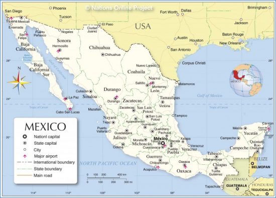 Mapa De La Rep Blica Mexicana Con Nombres Informaci N Im Genes   Mexico Administrative Map 550x394 